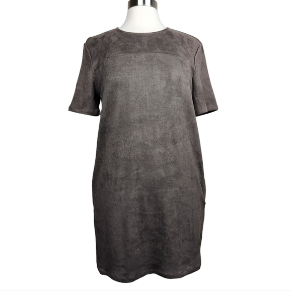 Chloe K Faux Suede Shift Dress Brown Super Soft Women's Size Medium - Picture 1 of 10